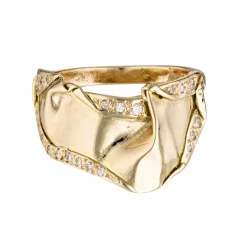 Tomfoolery Athena Gold Textured Arch Ring Hot