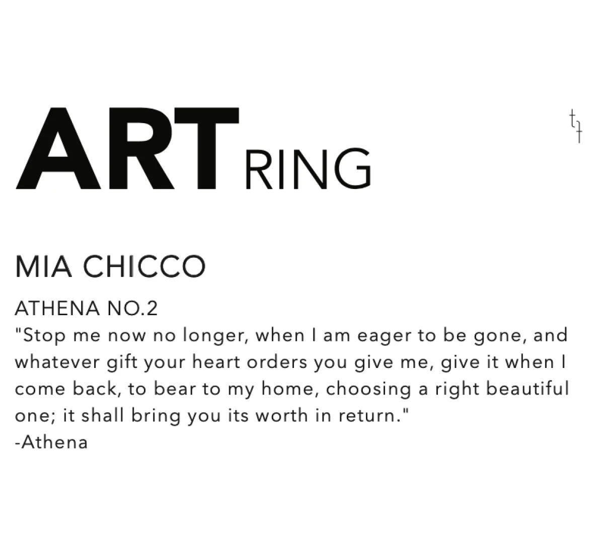 Tomfoolery Athena No.2 Art Ring Fashion
