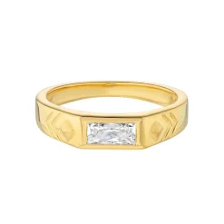 Tomfoolery AURA Baguette Gem Gold Ring Fashion