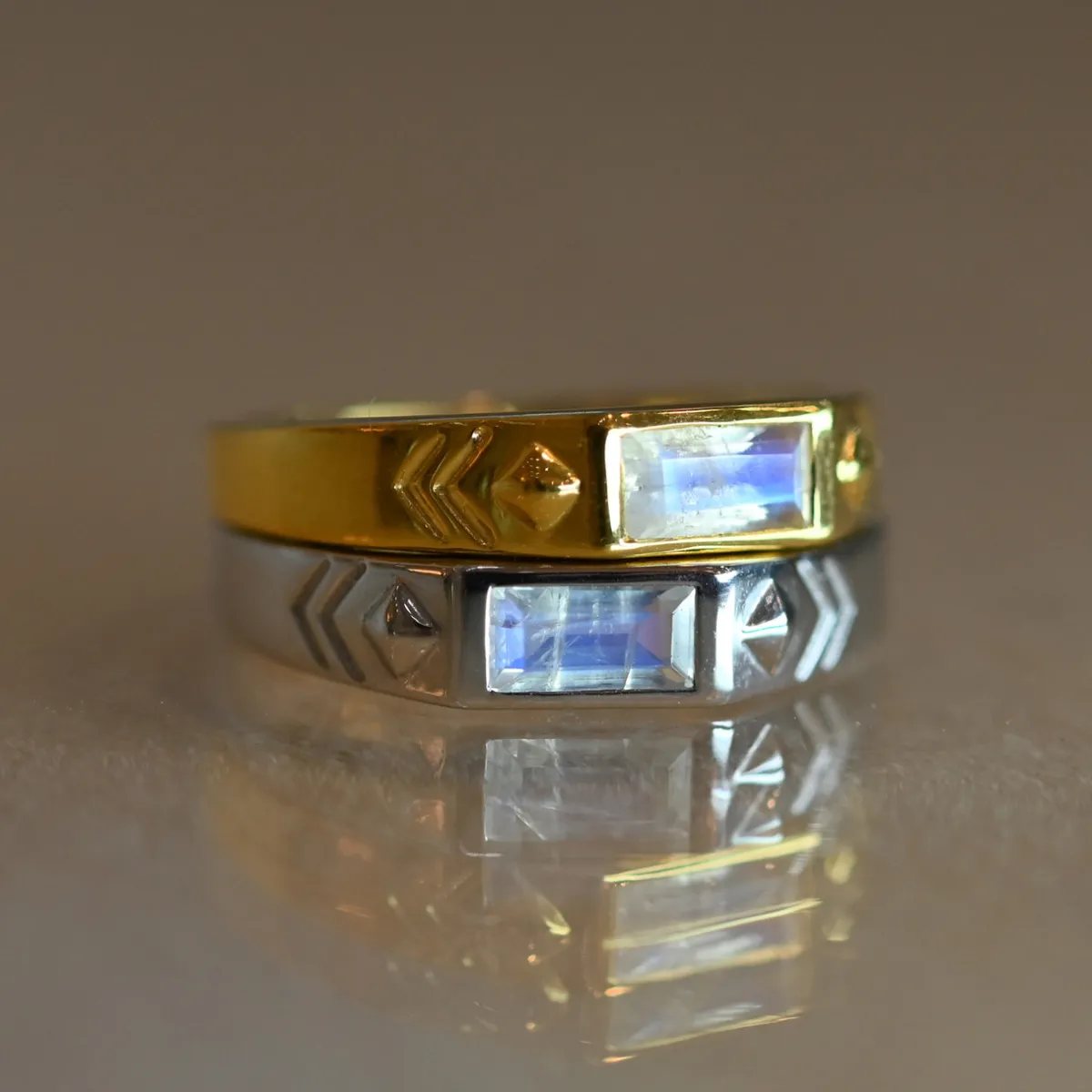 Tomfoolery AURA Baguette Gem Gold Ring Fashion