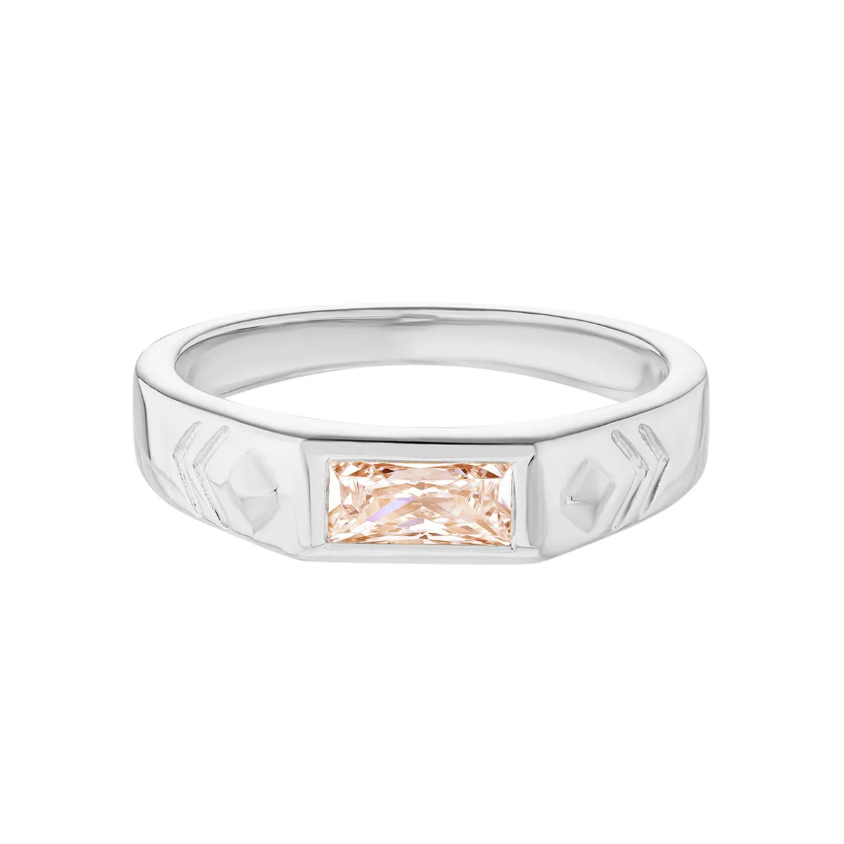 Tomfoolery AURA Baguette Gem Silver Ring Online