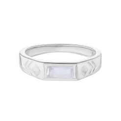 Tomfoolery AURA Baguette Gem Silver Ring Online