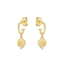 Tomfoolery AURA Princess Cut Gem Drop Gold Hoops New