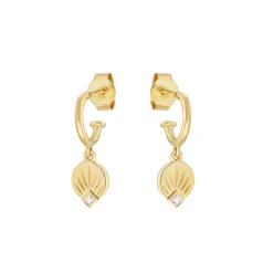 Tomfoolery AURA Princess Cut Gem Drop Gold Hoops New