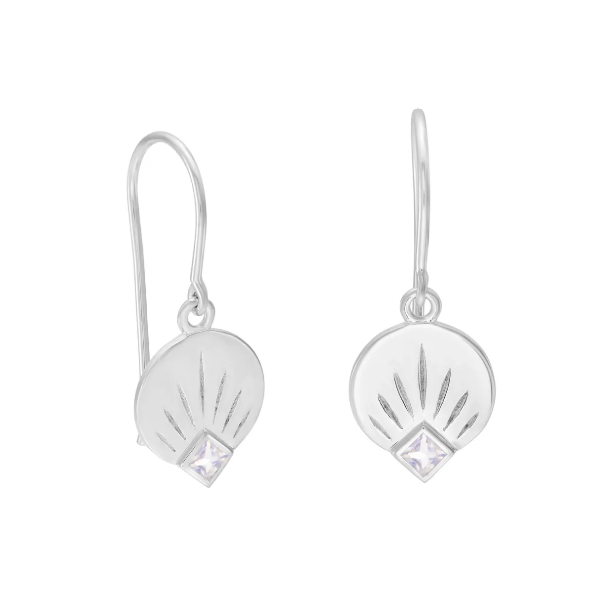 Tomfoolery AURA Princess Cut Gem Drop Silver Earrings Best