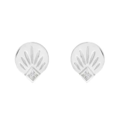 Tomfoolery AURA Princess Cut Gem Silver Studs Discount