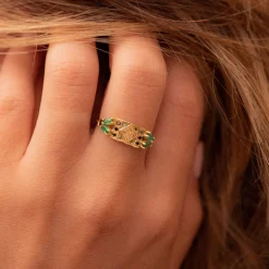 Tomfoolery Ava Emerald & Sapphire Ring Fashion