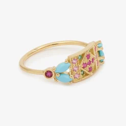 Tomfoolery Ava Turquoise & Pink Sapphire Ring Clearance
