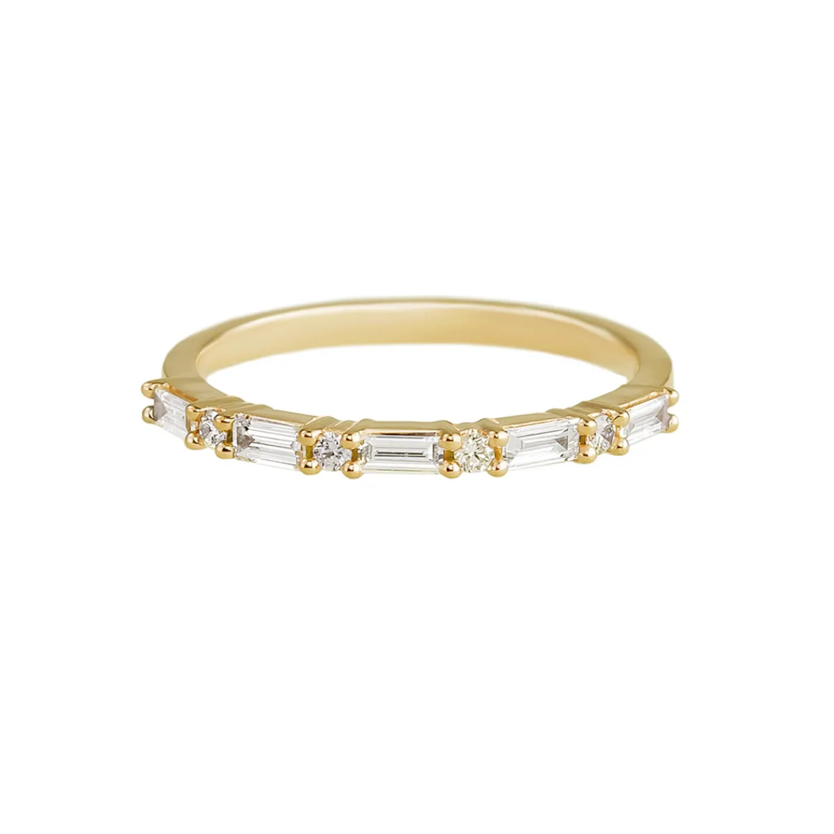 Tomfoolery Baguette and Round Diamond Half Eternity Ring Fashion