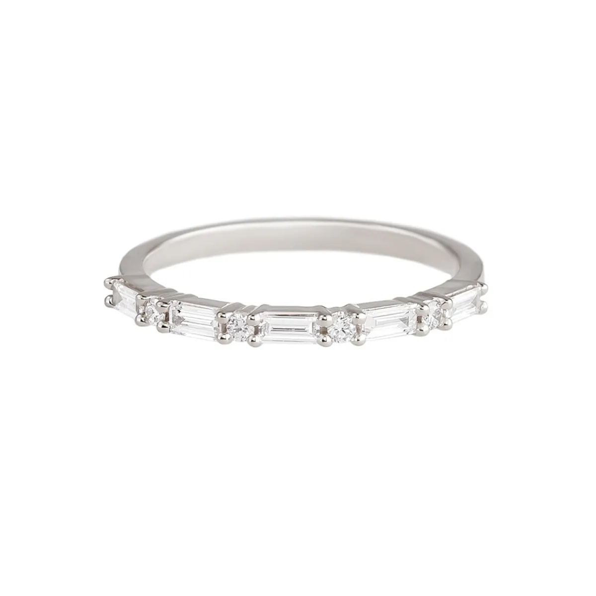 Tomfoolery Baguette and Round Diamond Half Eternity Ring Fashion