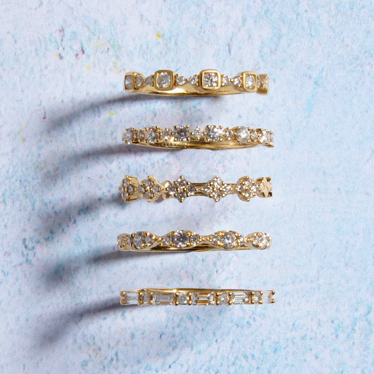 Tomfoolery Baguette and Round Diamond Half Eternity Ring Fashion