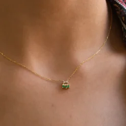 Tomfoolery Baguette Emerald Lace Necklace Outlet