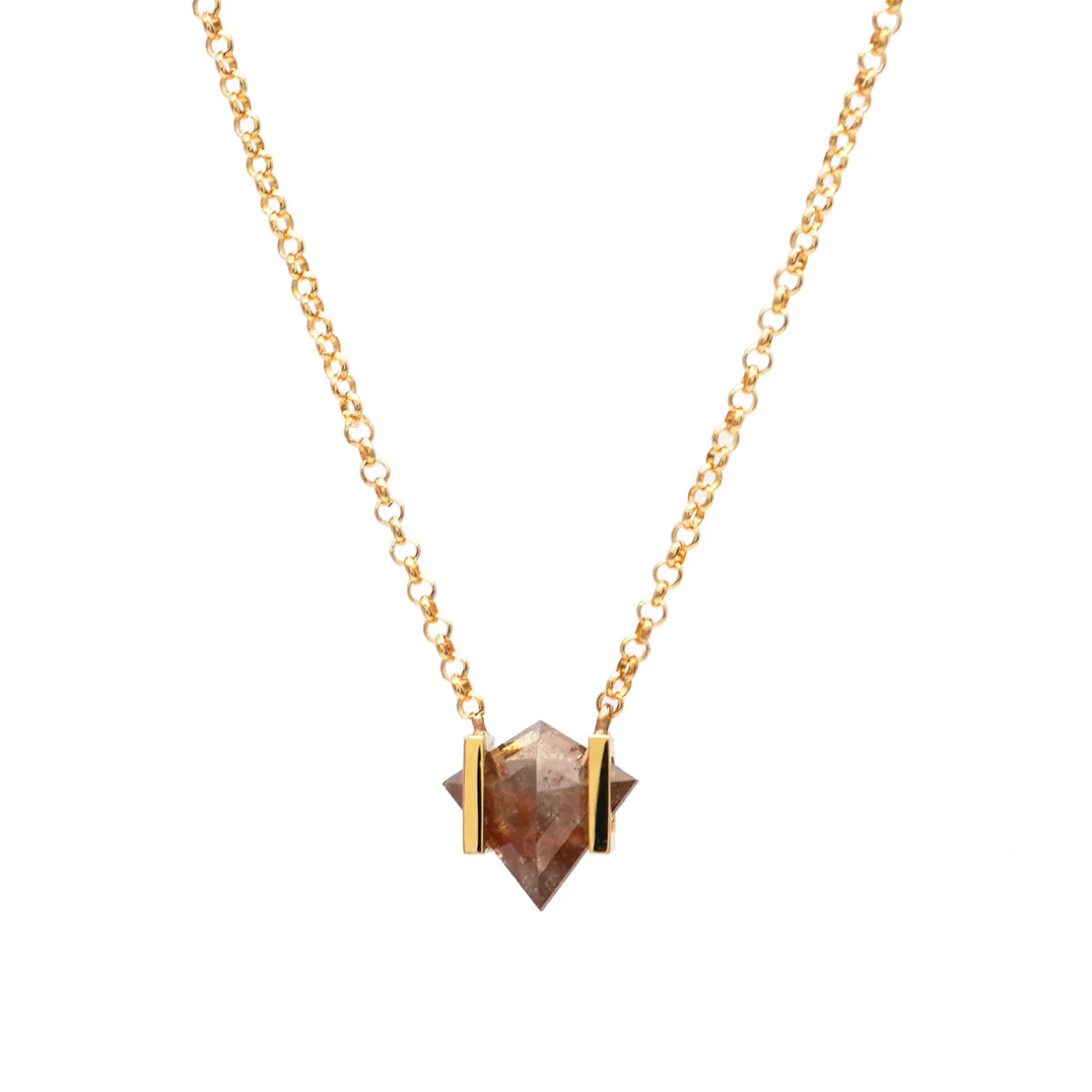 Tomfoolery Band Faceted Kite Brown Diamond Pendant Hot