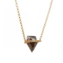 Tomfoolery Band Faceted Kite Salt & Pepper Diamond Pavé Pendant Fashion