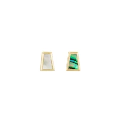 Tomfoolery Bezel Mother of Pearl Mini Trapezoid Stud Sale