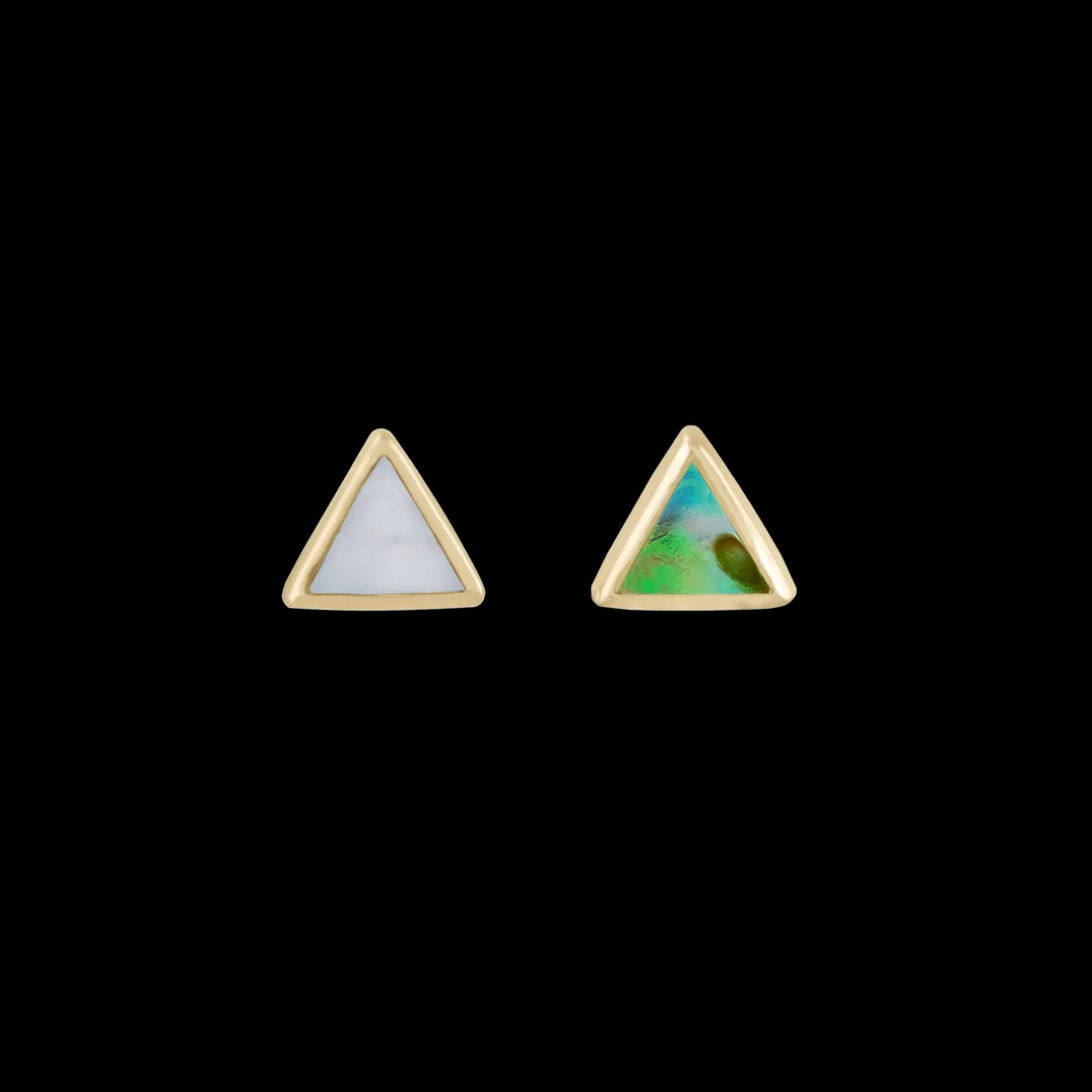 Tomfoolery Bezel Mother of Pearl Mini Triangle Stud Clearance