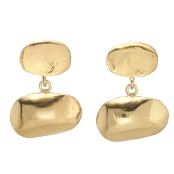 Tomfoolery Bianca Gold Duo Pebble Drop Earrings Discount