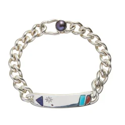 Tomfoolery Bidziil Inlay Curb Chain Bracelet in Silver Hot