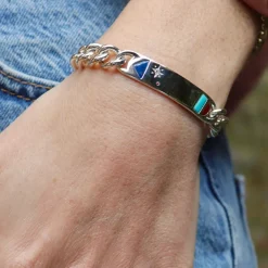 Tomfoolery Bidziil Inlay Curb Chain Bracelet in Silver Hot