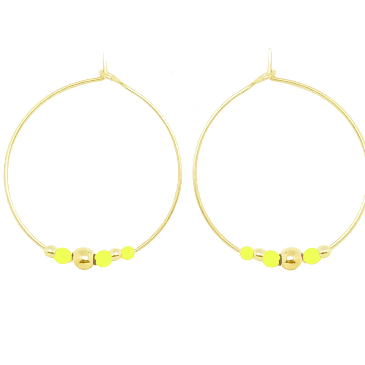 Tomfoolery Billie Beaded Hoops Fluoro Yellow Fashion