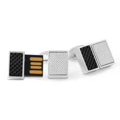 Tomfoolery Black Carbon Fibre USB Cufflinks Discount