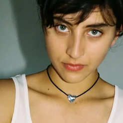Tomfoolery Black Cord & Silver Heart Necklace Sale