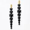 Tomfoolery Black 3D Printed Blossom Drop Earrings New