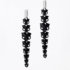 Tomfoolery Black 3D Printed Blossom Drop Earrings New