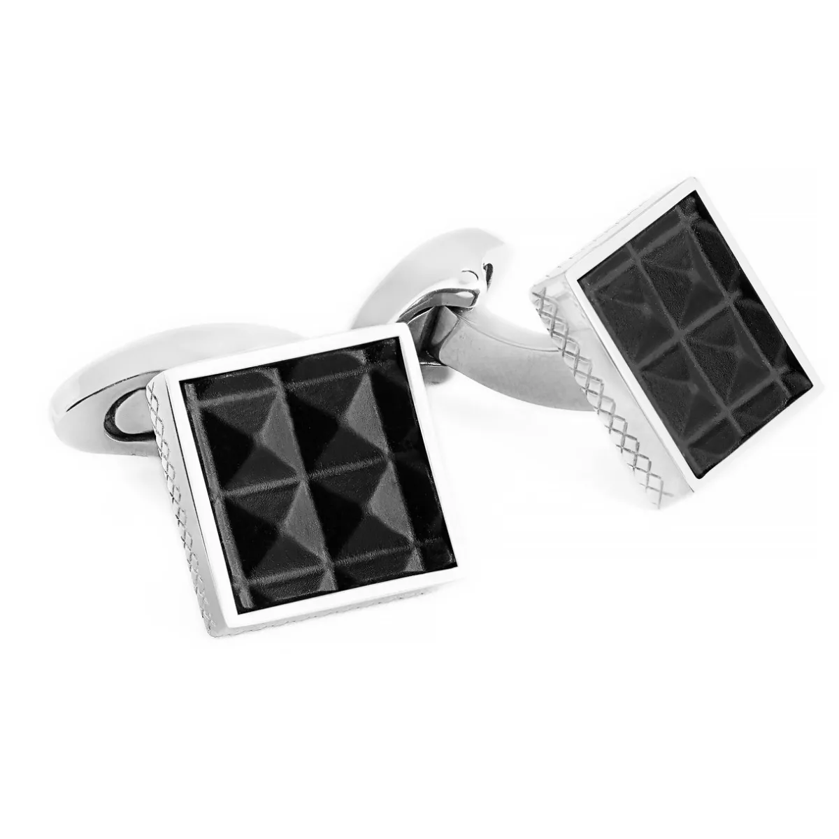 Tomfoolery Black Leather Pyramid Cufflinks Outlet