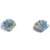 Tomfoolery Blue & Gold Shell Studs Hot
