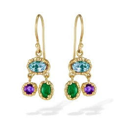 Tomfoolery Blue & Green Trio Drop Earrings Clearance