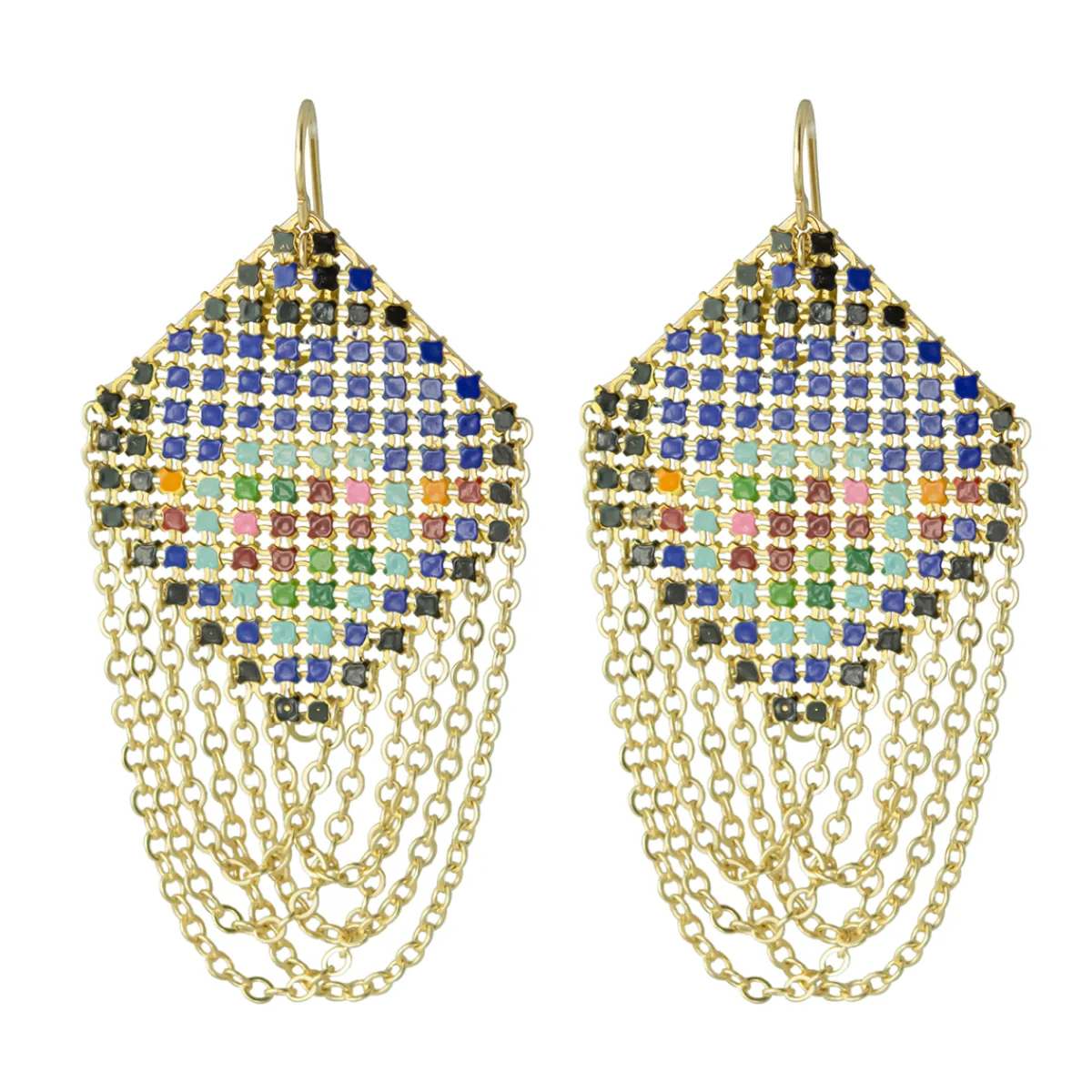 Tomfoolery Blue Multi Swagged Lantern Earrings Discount