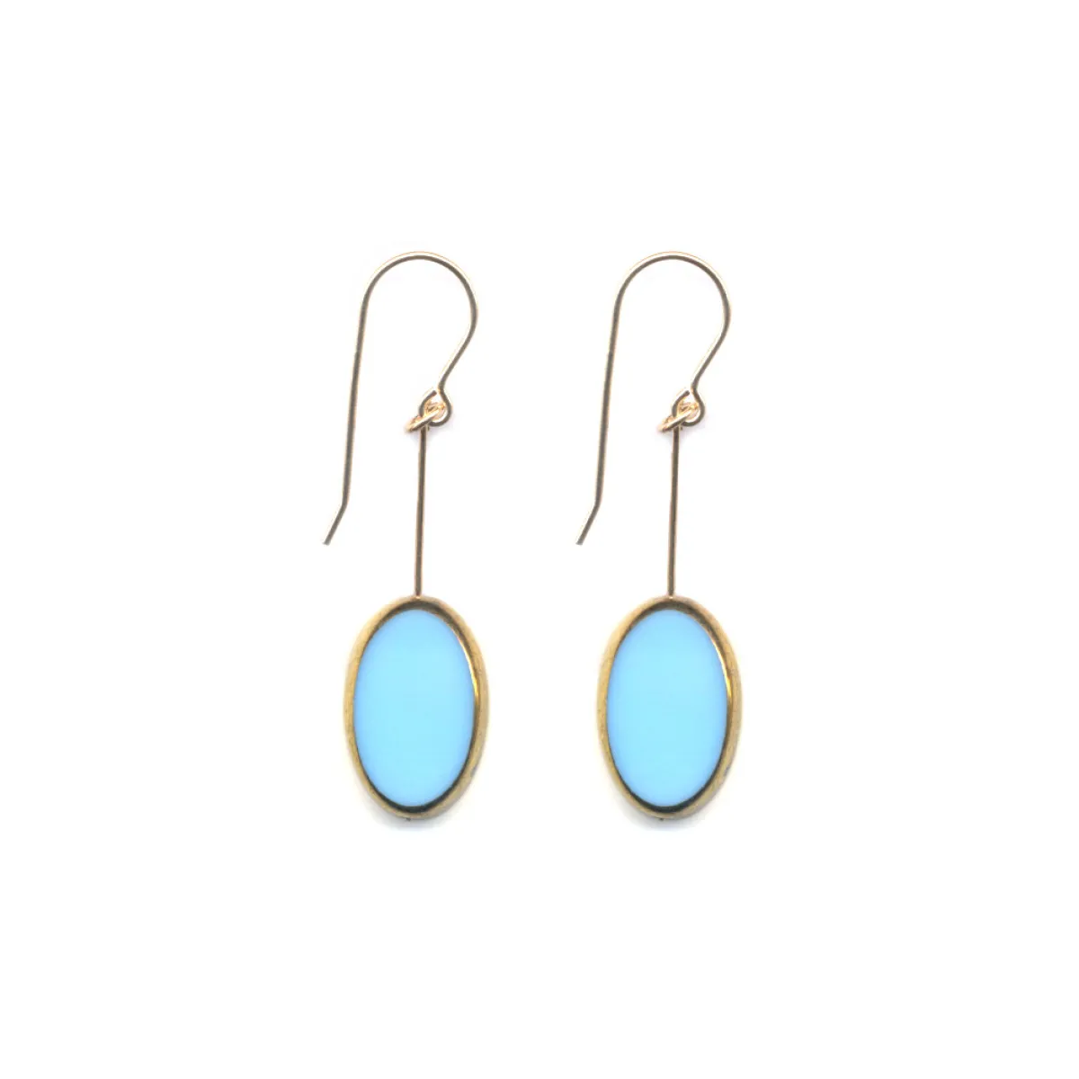 Tomfoolery Blue Oval Glass Bead Drop Earrings Best