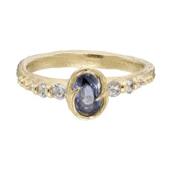 Tomfoolery Blue Sapphire & Diamond Fae Ring New
