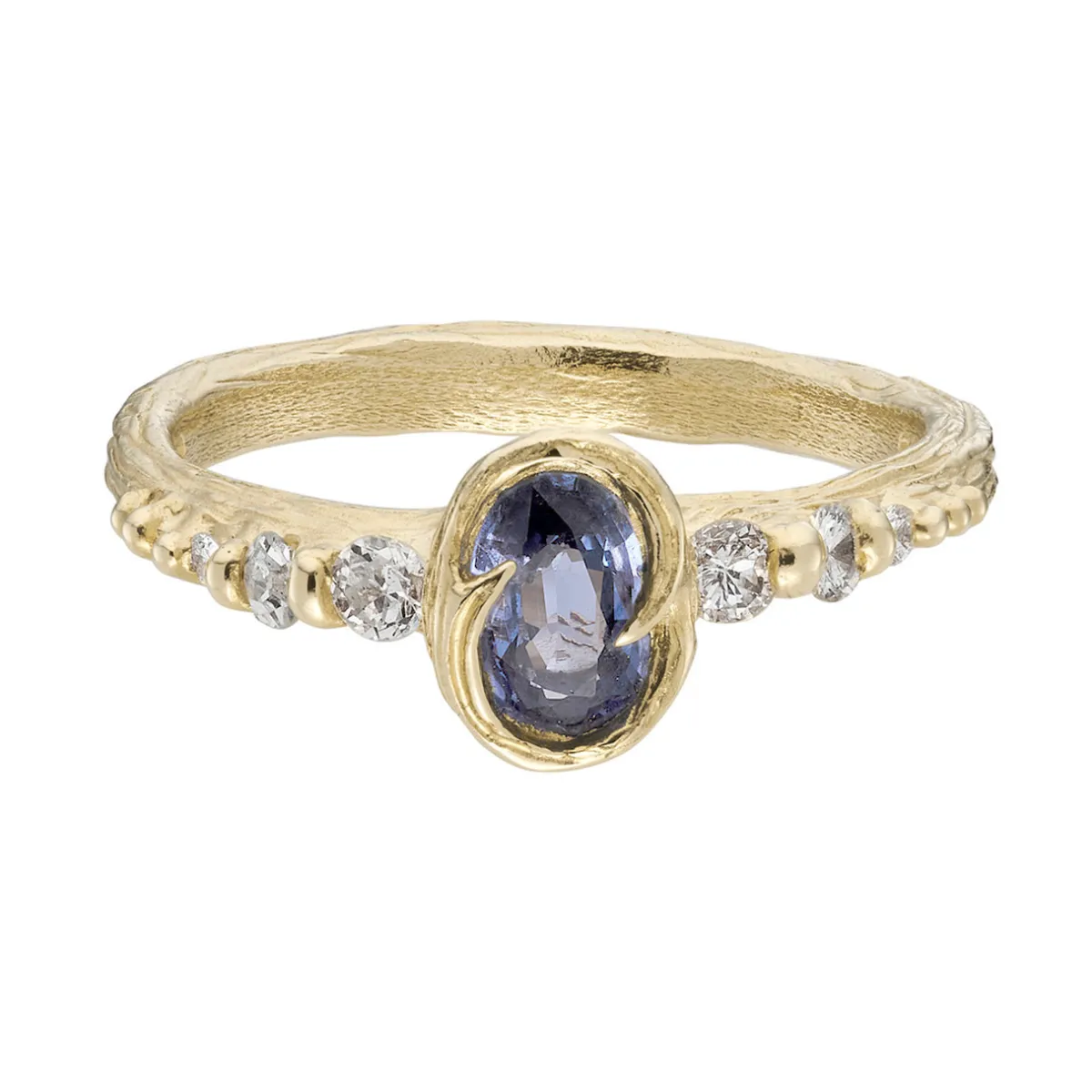 Tomfoolery Blue Sapphire & Diamond Fae Ring New