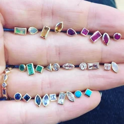 Tomfoolery Blue Sapphire Baguette Cut Studs Fashion