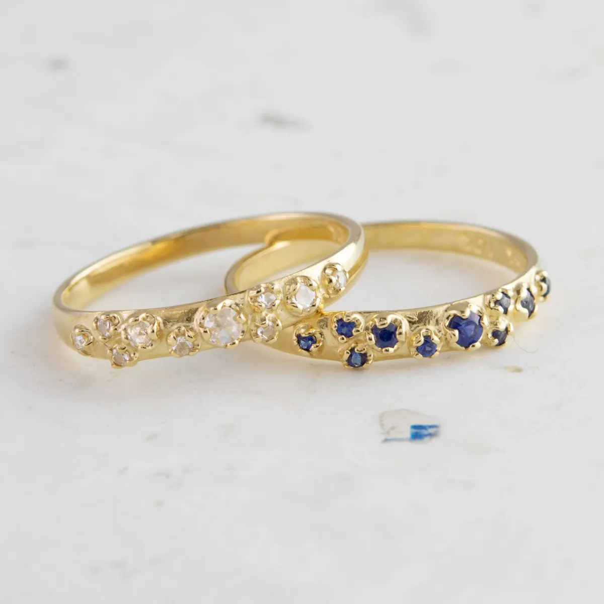 Tomfoolery Blue Sapphire Cluster Band Online