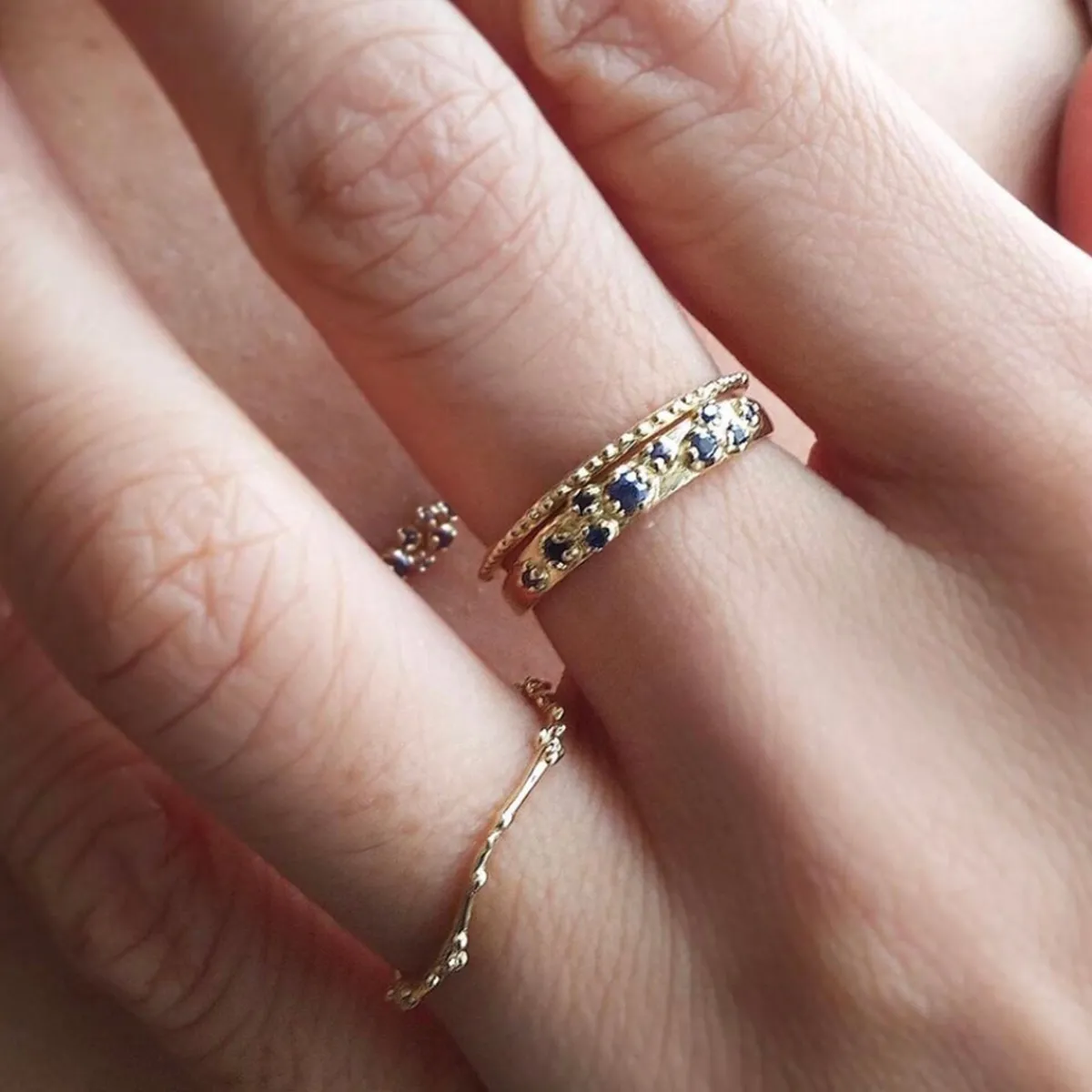 Tomfoolery Blue Sapphire Cluster Band Online