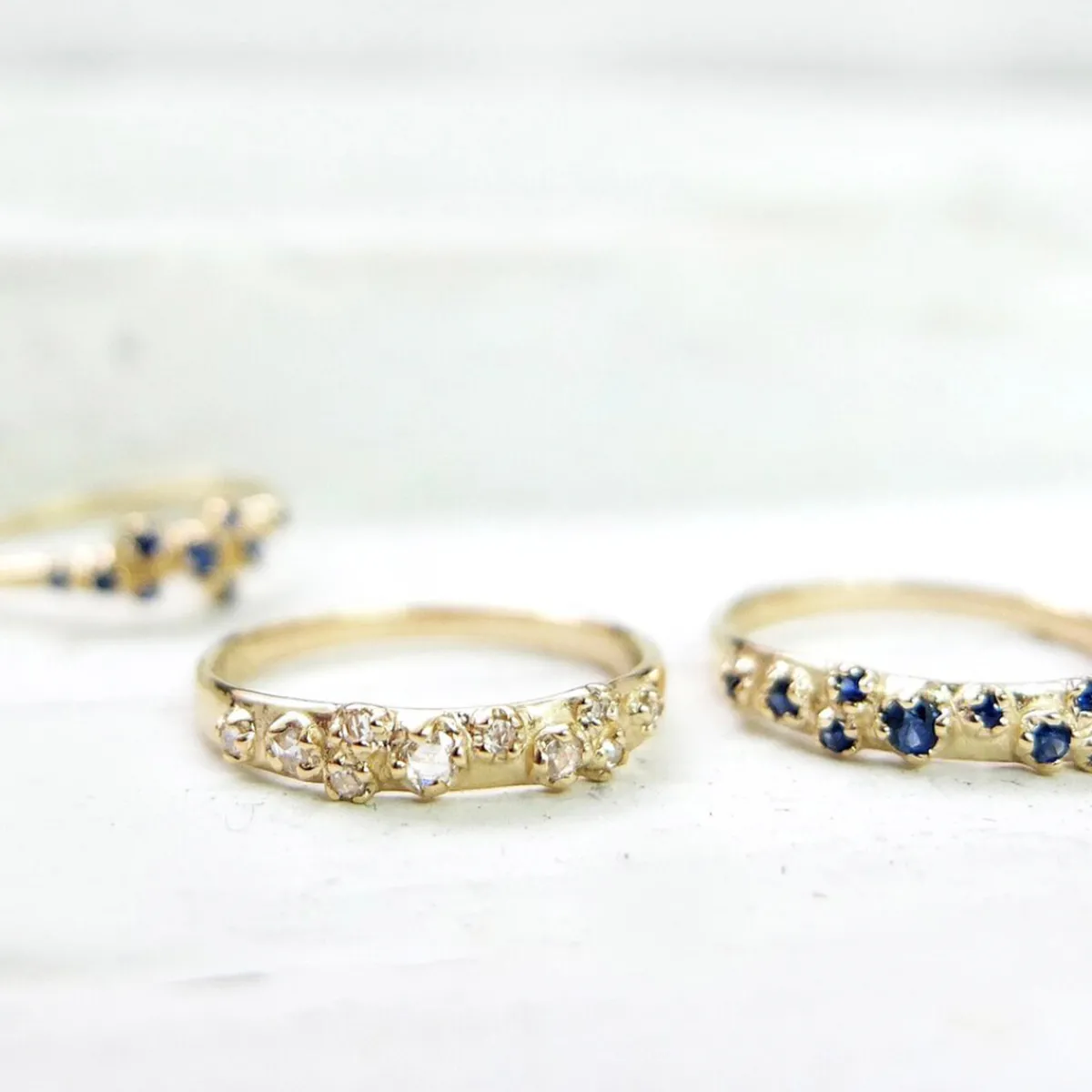 Tomfoolery Blue Sapphire Cluster Band Online