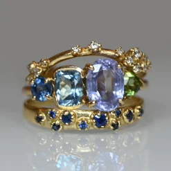 Tomfoolery Blue Sapphire Cluster Band Online