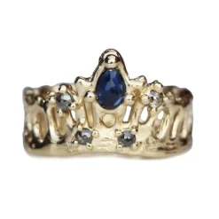 Tomfoolery Blue Sapphire Queen Mermaid Crown Ring Clearance
