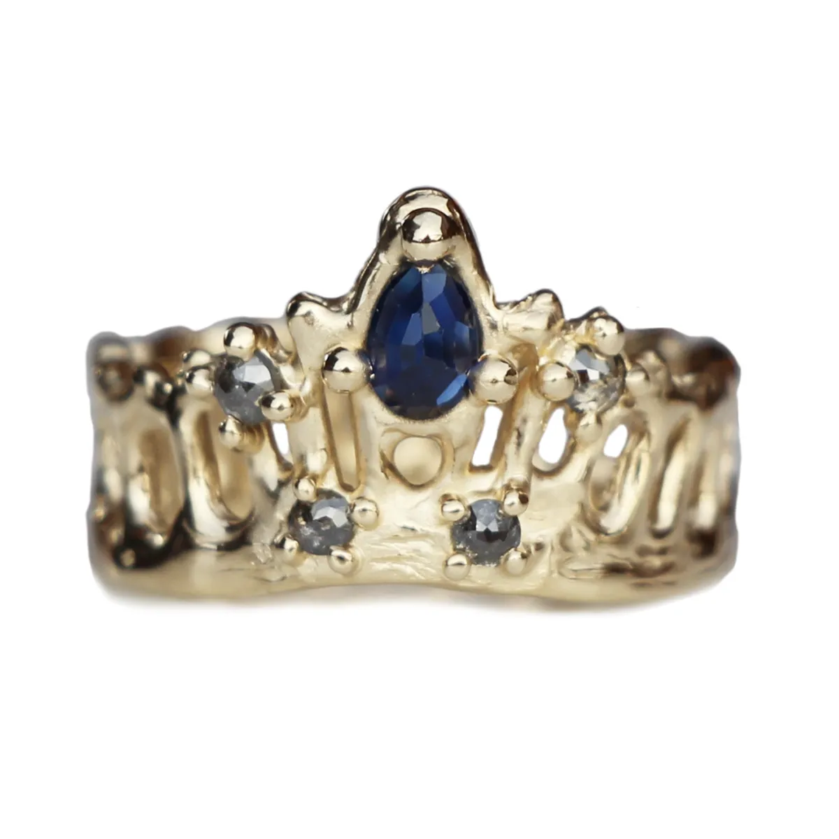 Tomfoolery Blue Sapphire Queen Mermaid Crown Ring Clearance
