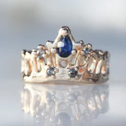 Tomfoolery Blue Sapphire Queen Mermaid Crown Ring Clearance
