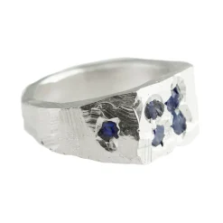 Tomfoolery Blue Sapphire Scatter Signet Ring New