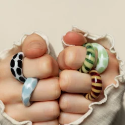 Tomfoolery Blue Stardust Polka Dot Glass Ring Hot