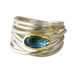 Tomfoolery Blue Topaz & Silver Wide Wrap Ring Fashion