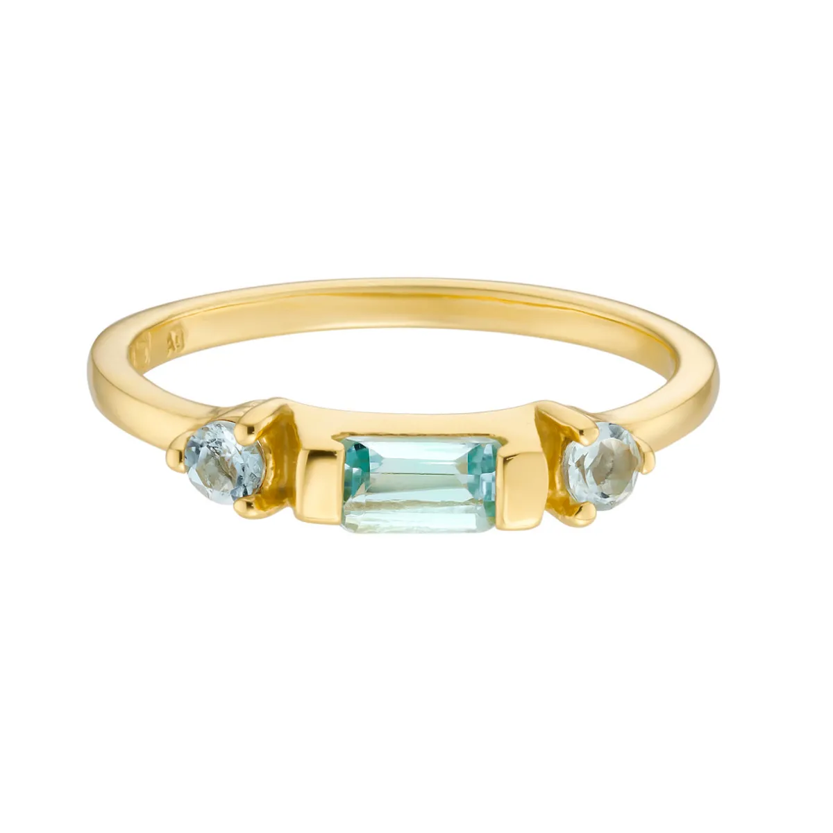 Tomfoolery Blue Topaz Baguette Three Stone Ring Outlet