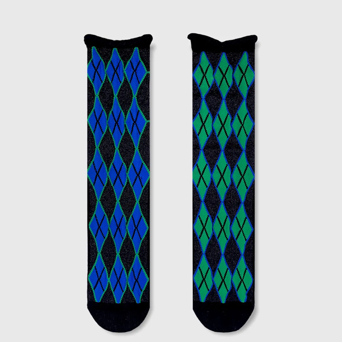 Tomfoolery Blue Twinkle Argyle Tulle Socks New