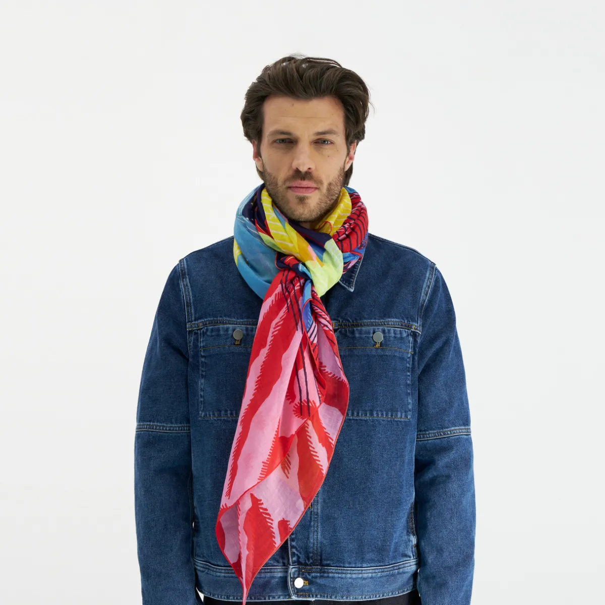 Tomfoolery Boom Silk & Cotton Scarf in Yellow Sale