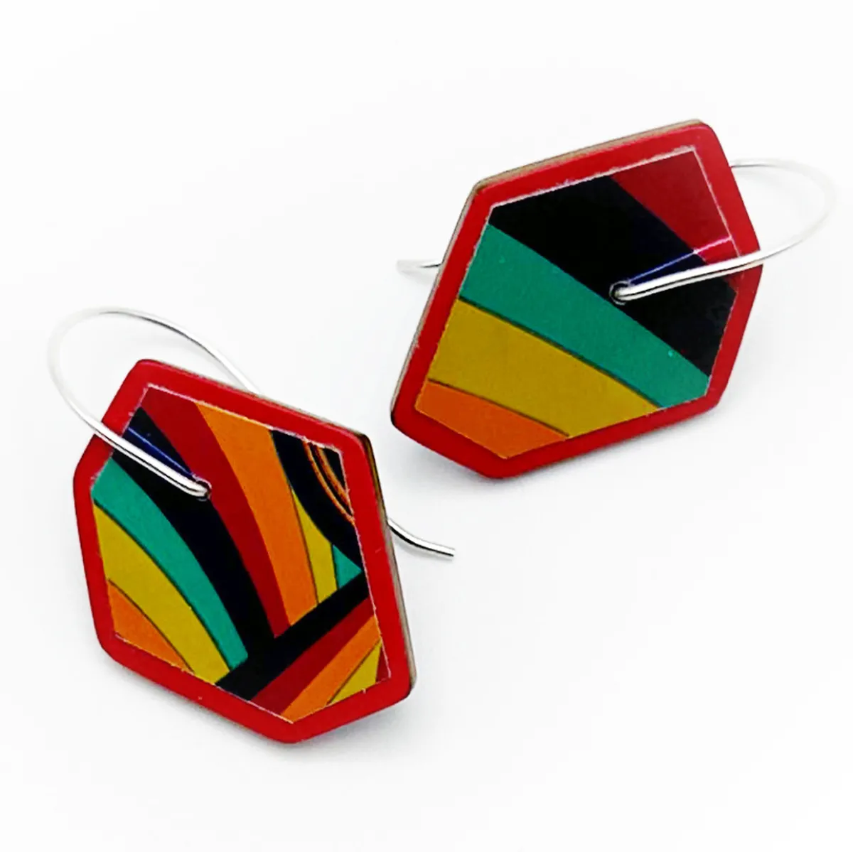 Tomfoolery Brew Recycled Aluminium Drop Earrings in Rainbow Fashion